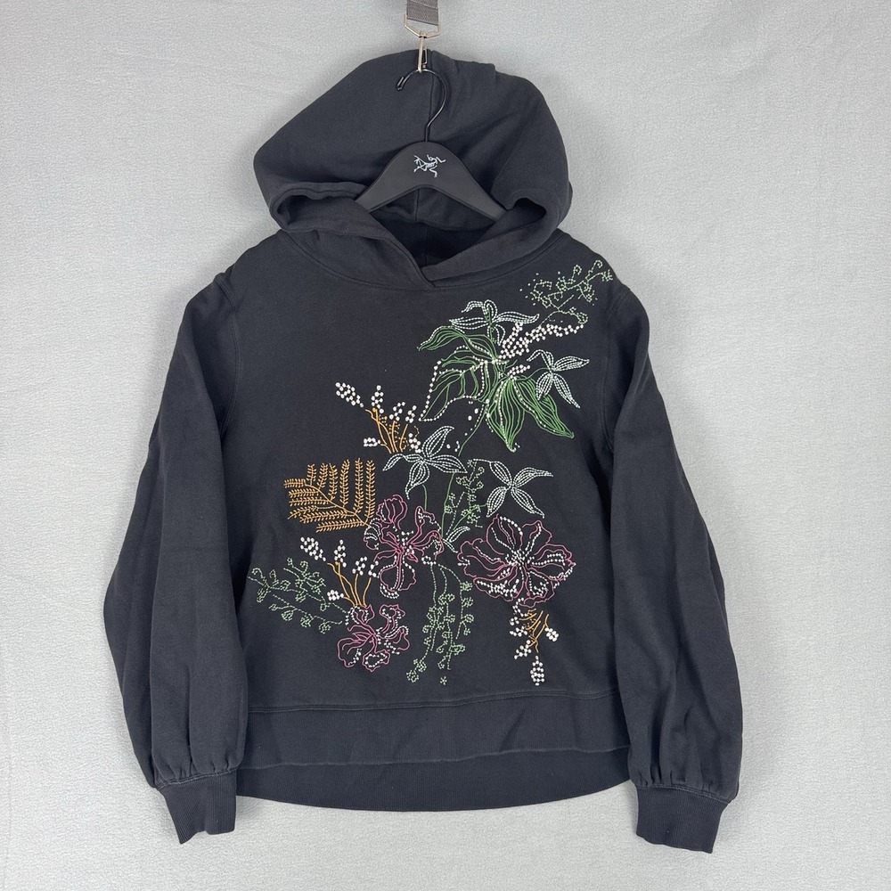 MAEVE Anthropologie Embroidered Floral Hoodie Sweatshirt Top Womens Large